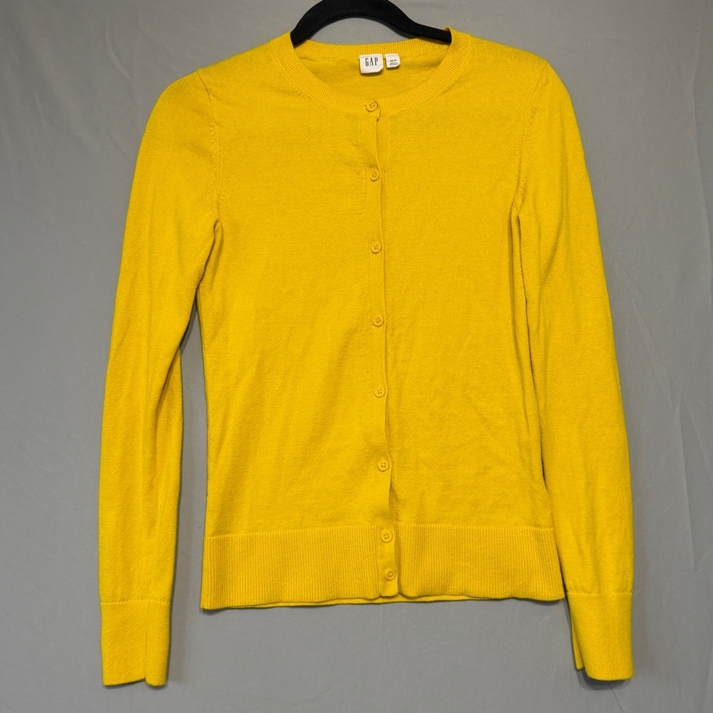 Gap Womens Cotton Button Front Cardigan XS Mustard Preppy Classic Office Teacher